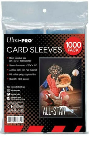 Ultra Pro 1000 Count Card Sleeves 2 1/2" x 3 1/2" (1000ct)